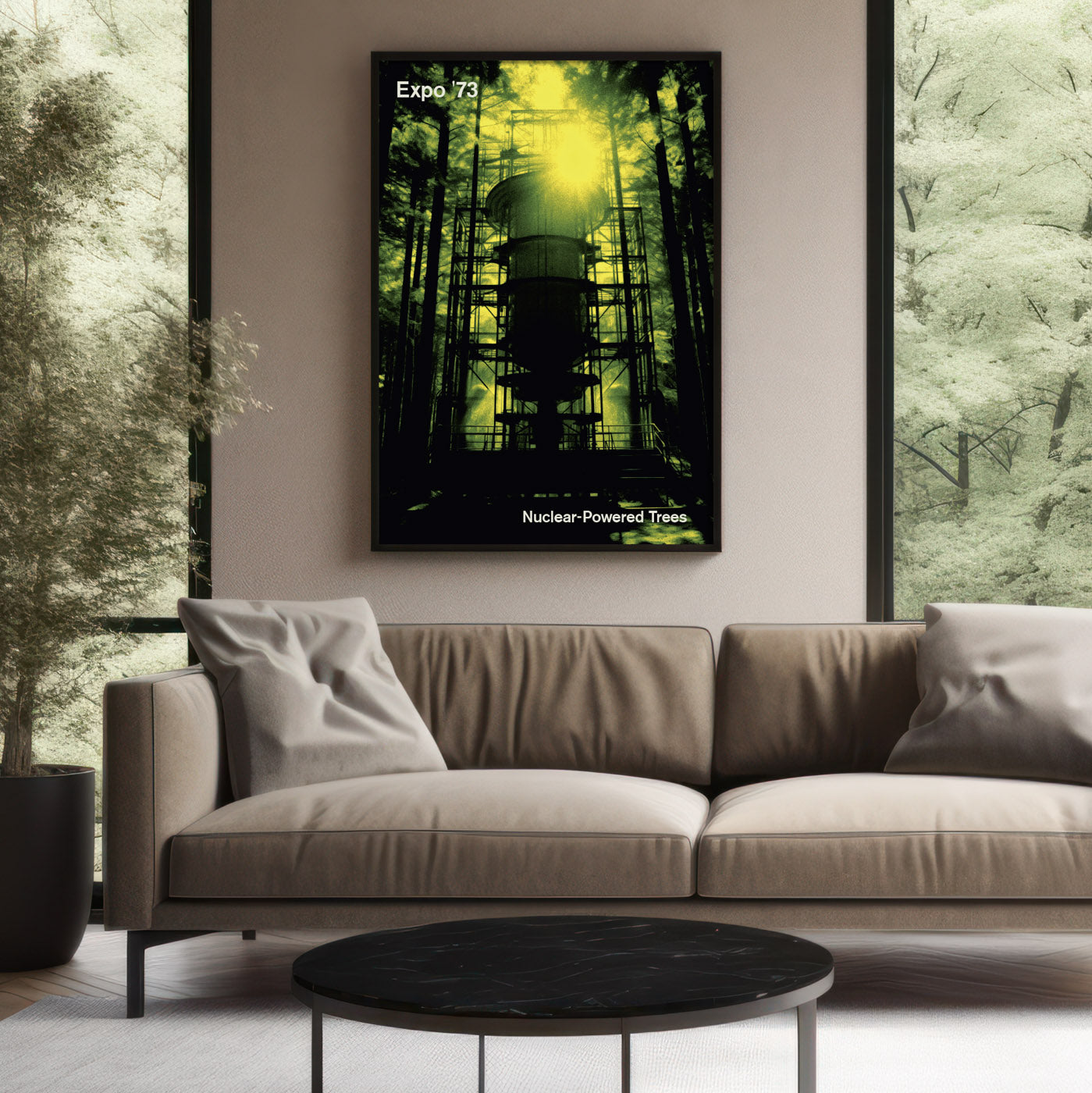 Expo '73 Poster - Nuclear-Powered Trees - Satirical Environmental Art