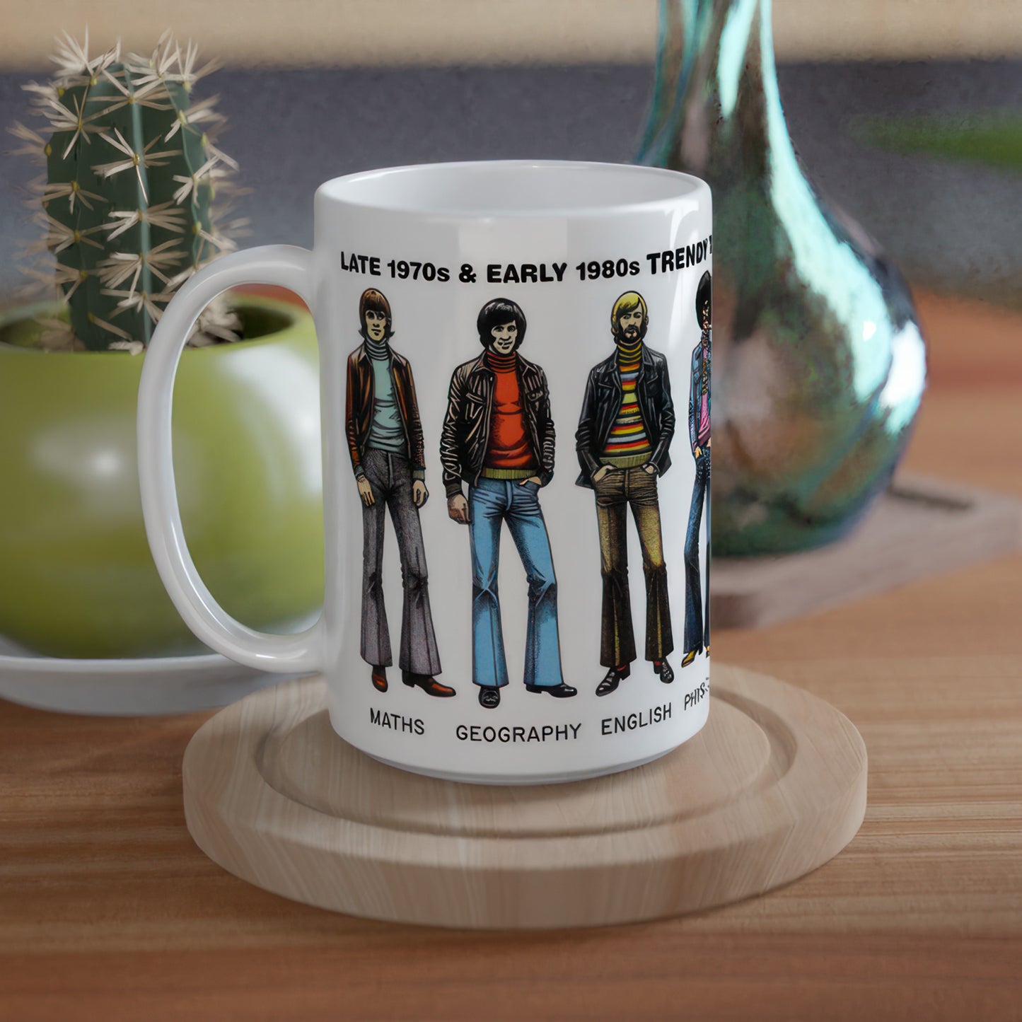 Trendy Teachers Mug - Rub-On Transfer Style Retro Design