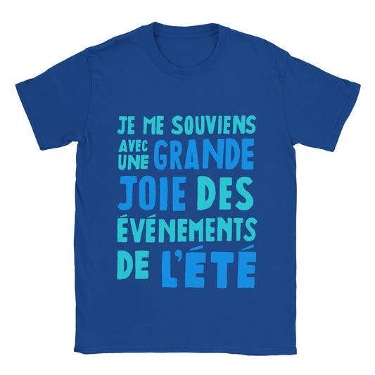 1960s French Cinema Inspired Summer T-Shirt with 'I remember with great joy the events of the summer' Text