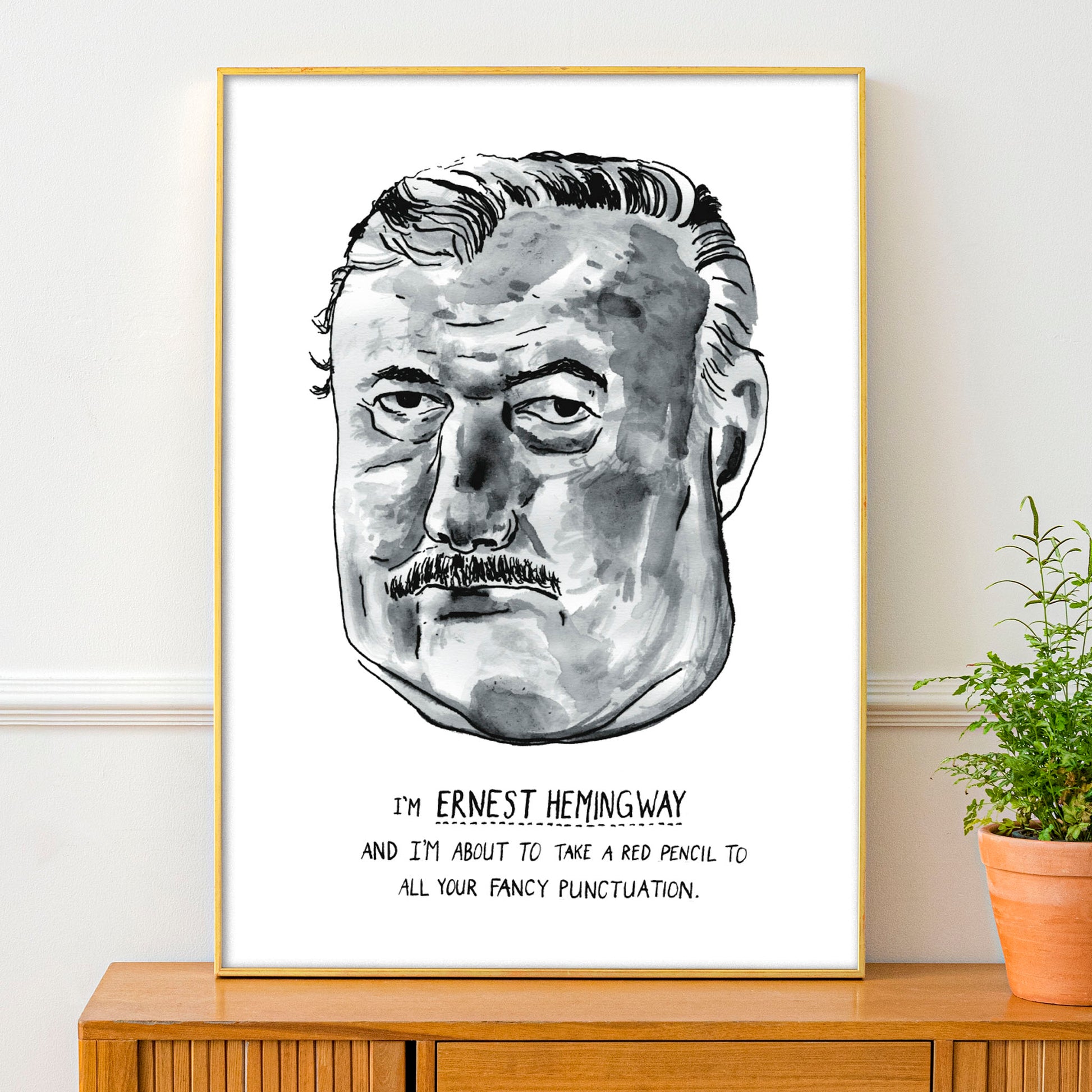 Ernest Hemingway Portrait Poster Print