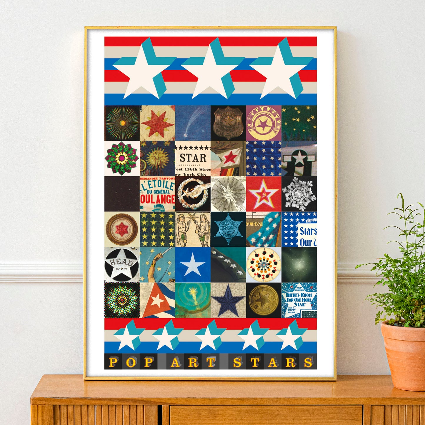 Pop Art Stars Print (With Added Stripes)