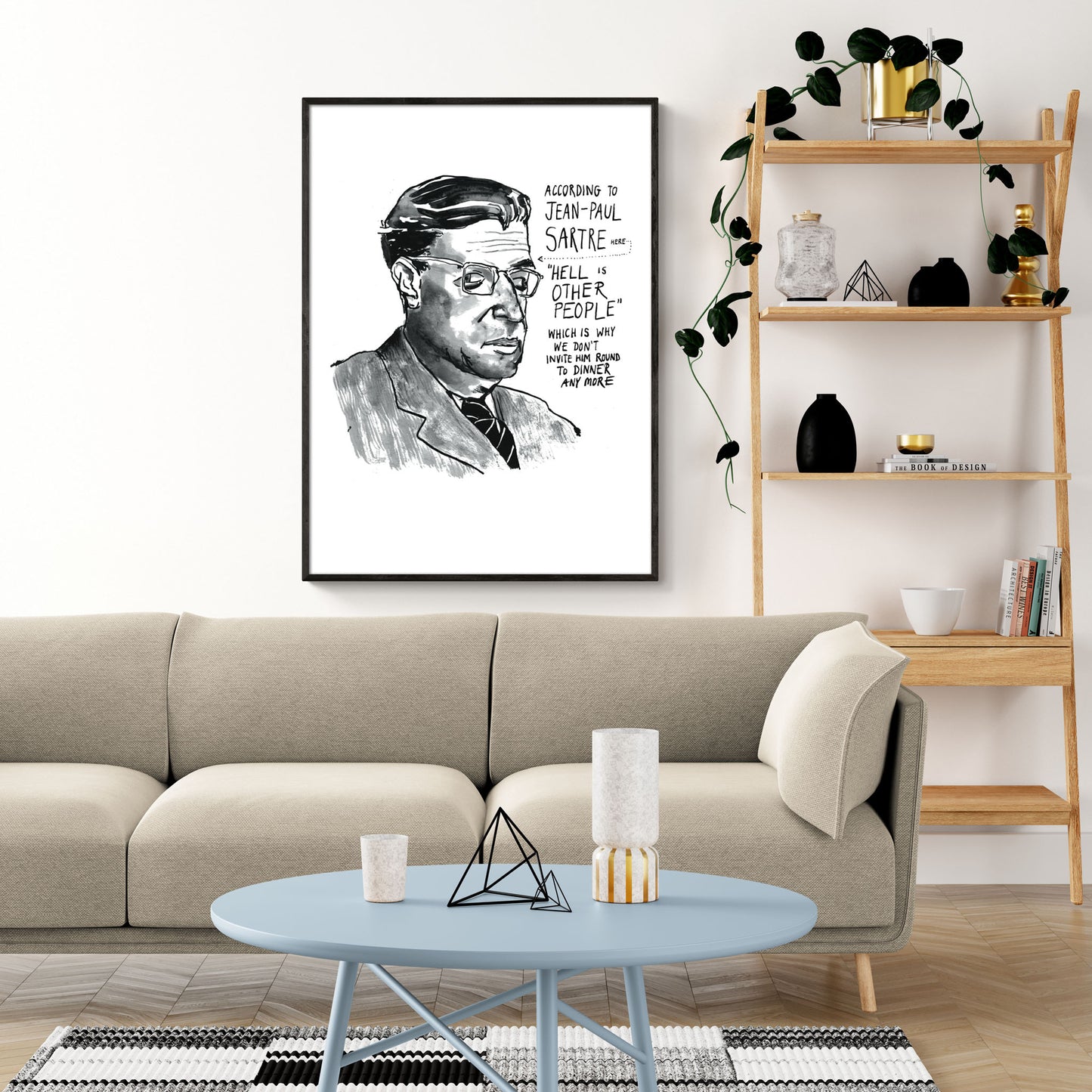 Jean-Paul Sartre Portrait Poster Print