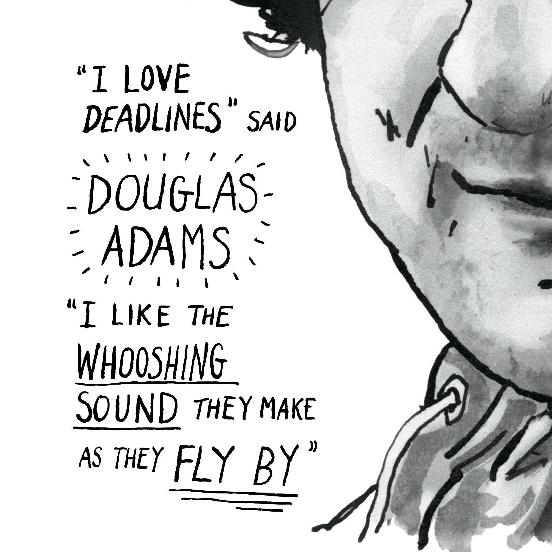 Douglas Adams Portrait Poster Print