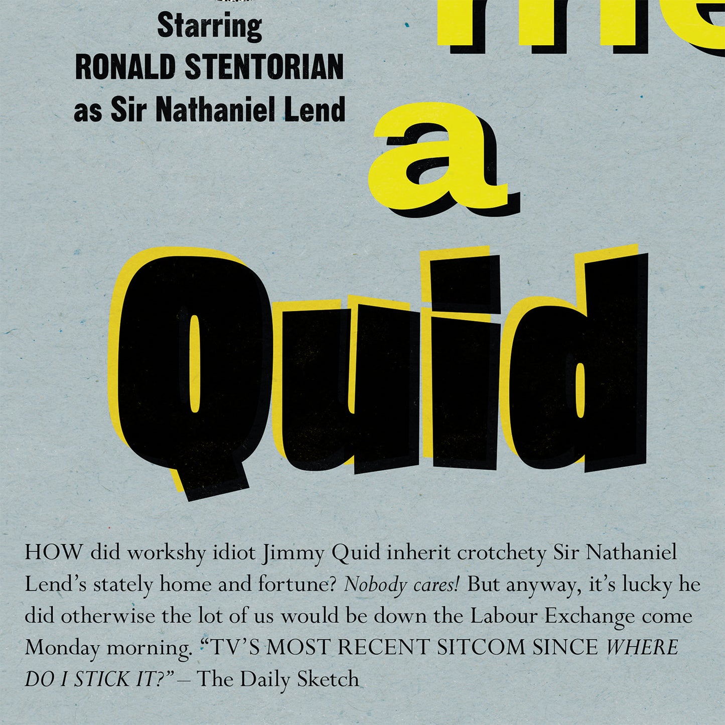 Lend Me A Quid Sitcom TV Studio Poster