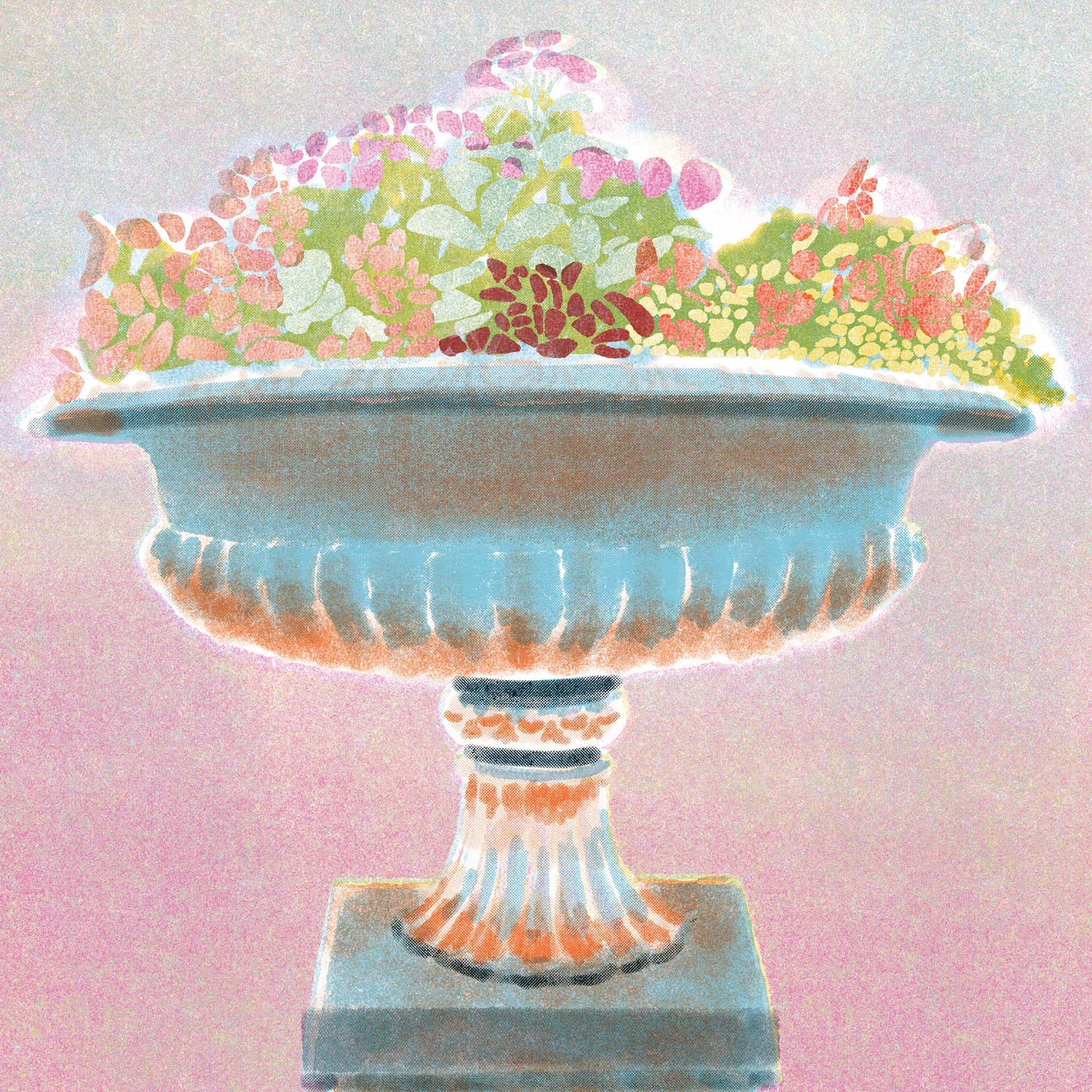 Garden risograph style fine art print