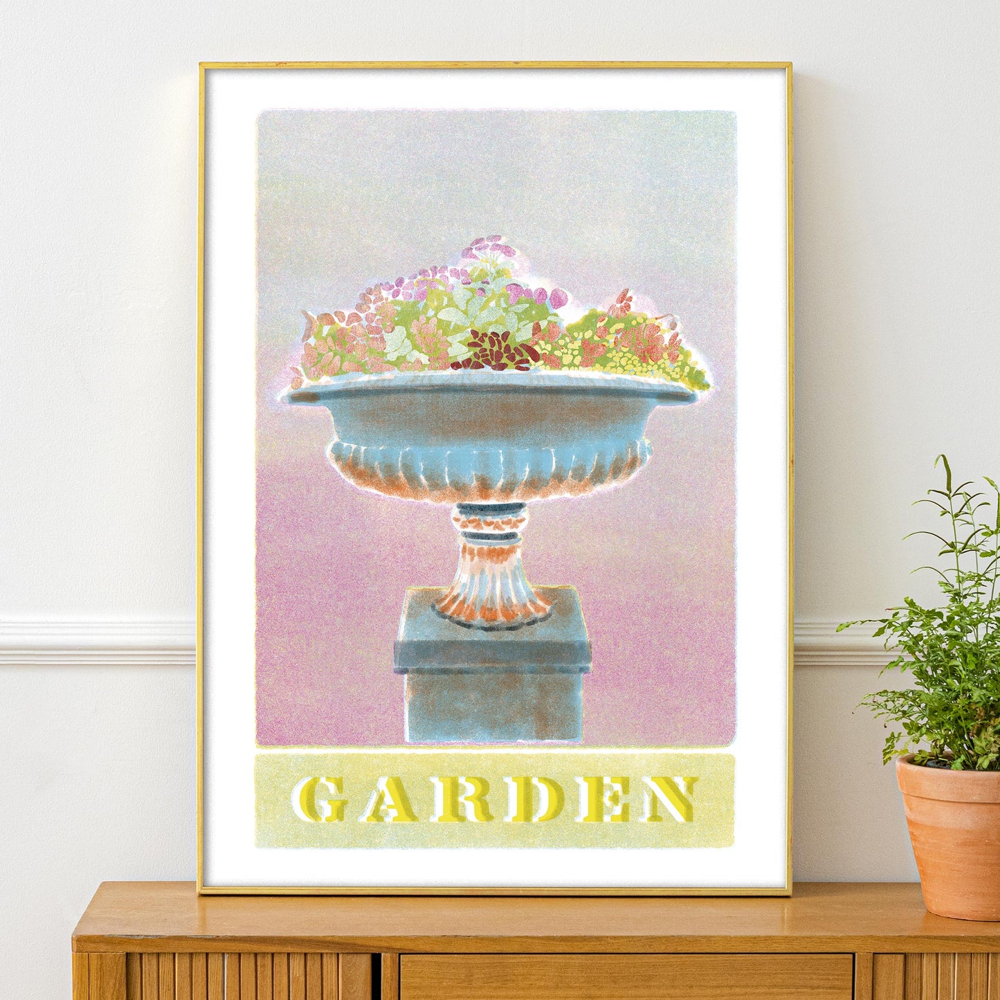 Garden risograph style fine art print