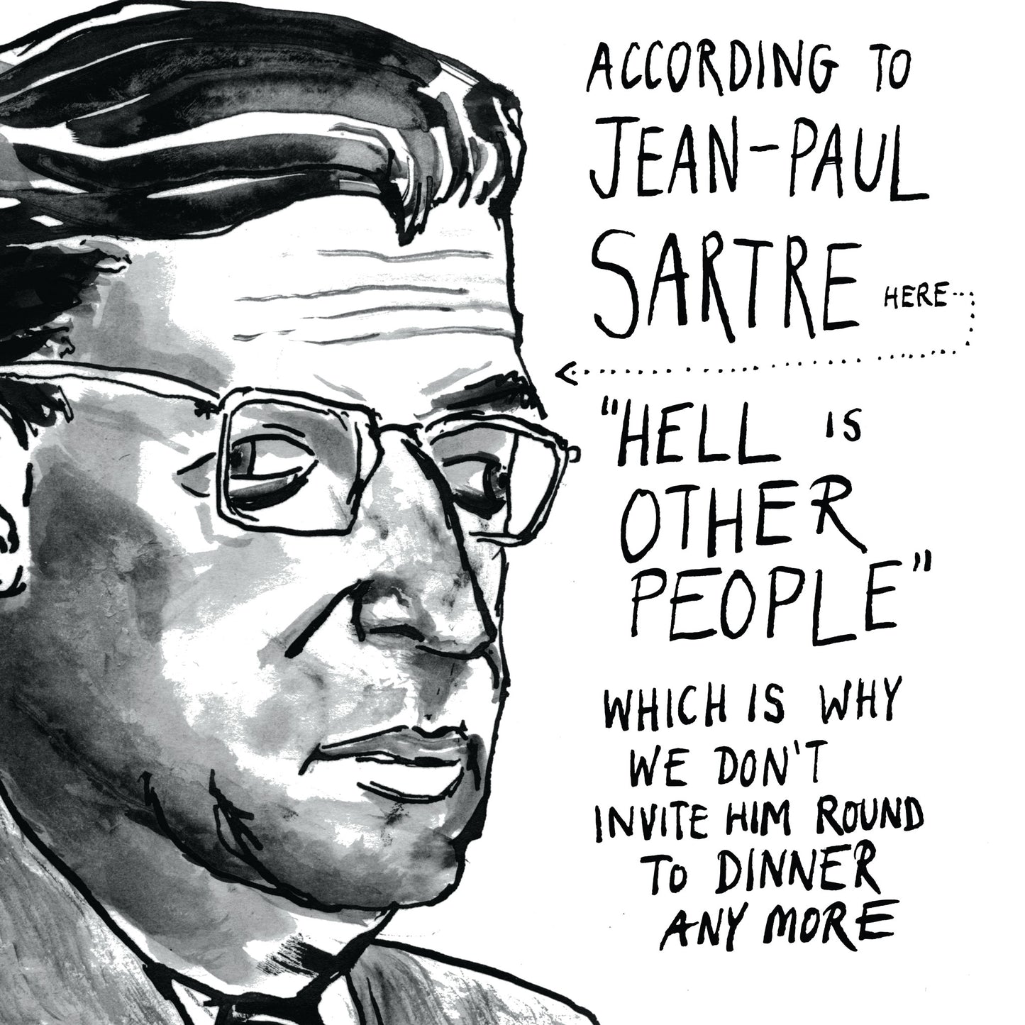 Jean-Paul Sartre Portrait Poster Print