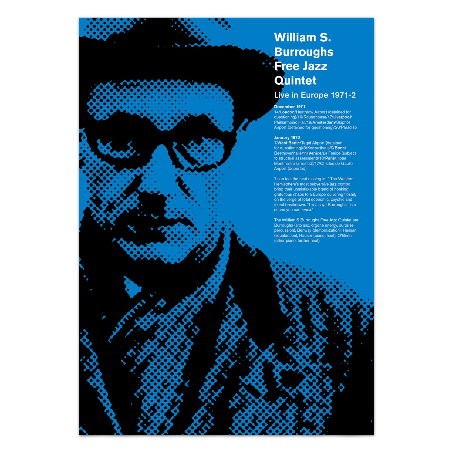 William S Burroughs Free Jazz Quintet Concert Poster Print
