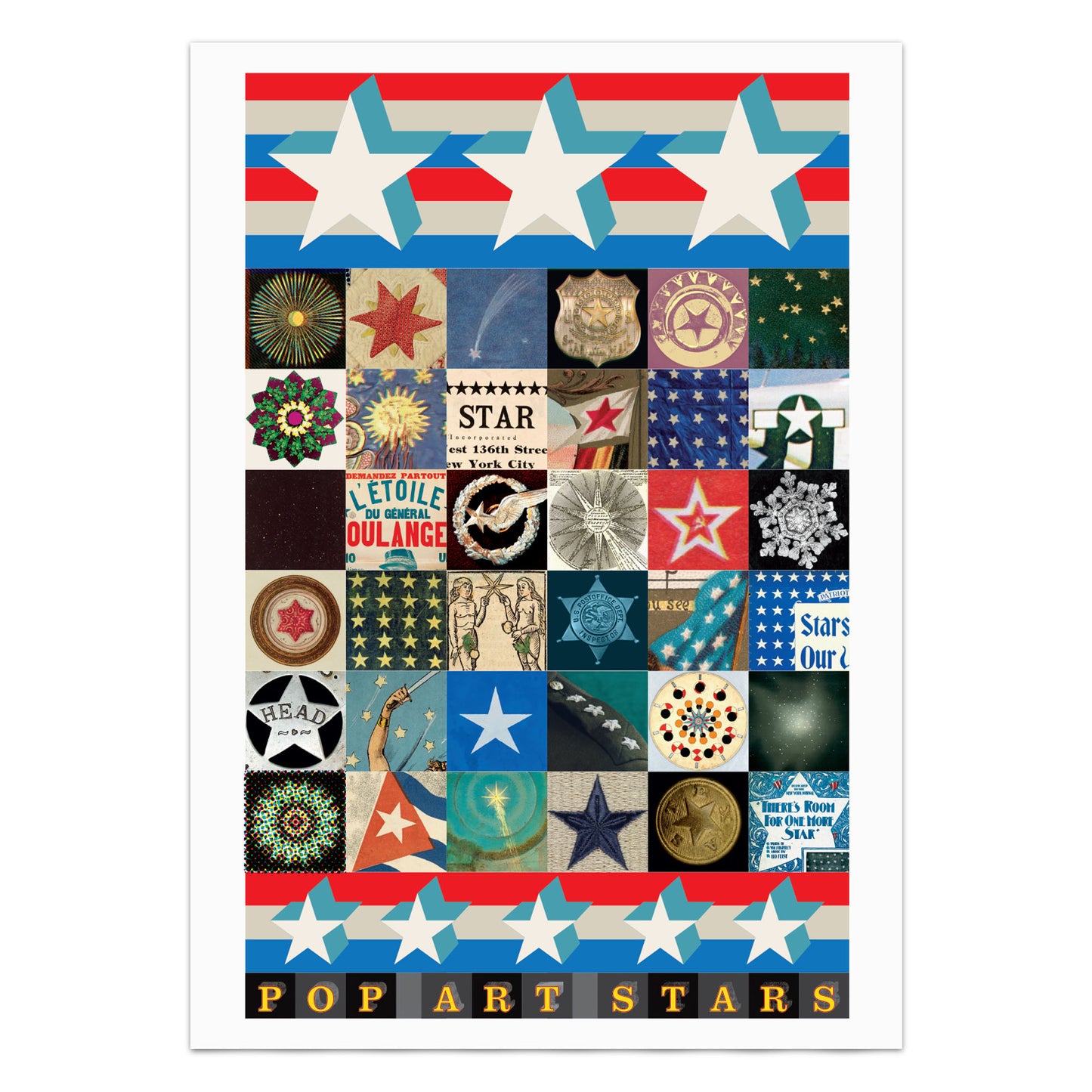Pop Art Stars Print (With Added Stripes)
