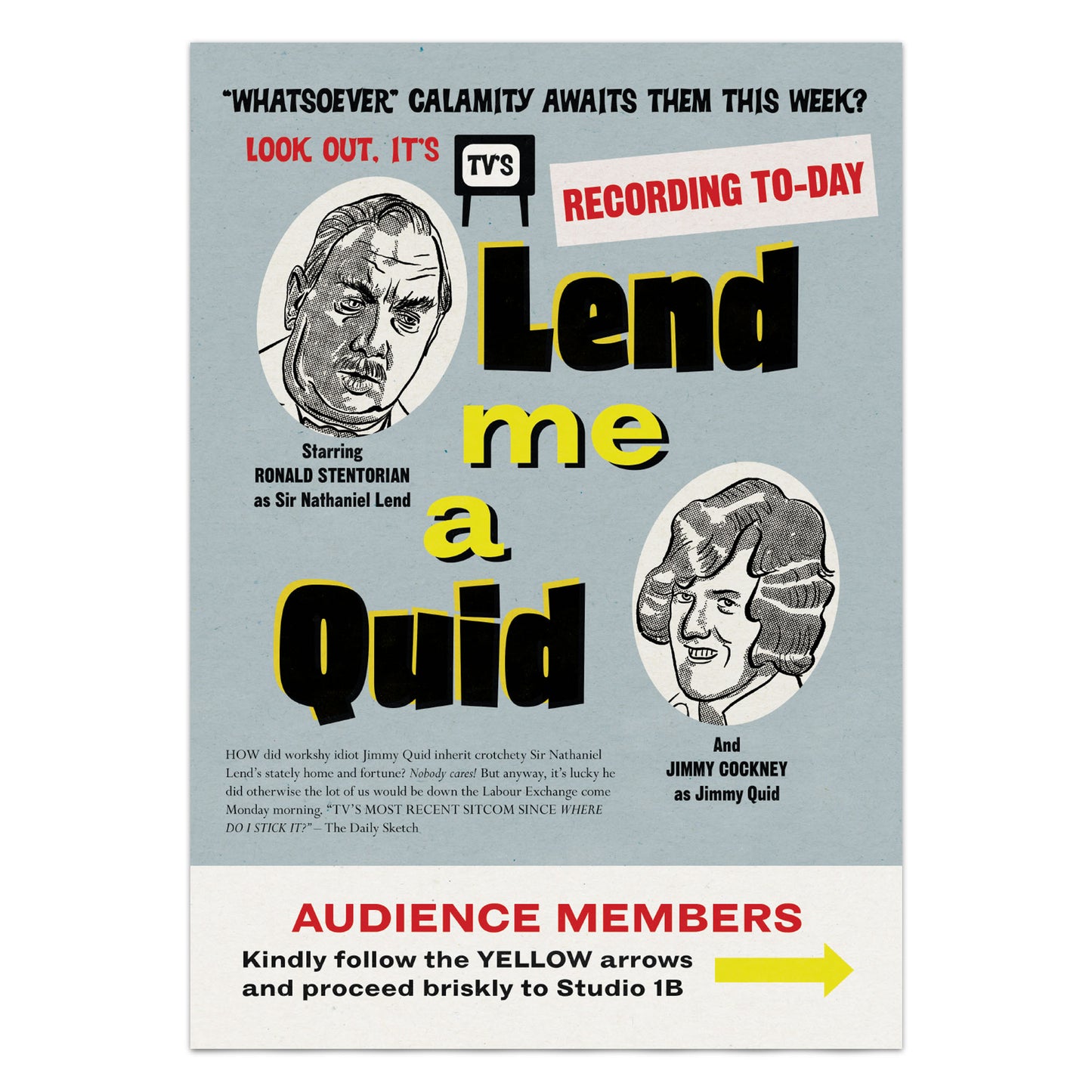 Lend Me A Quid Sitcom TV Studio Poster