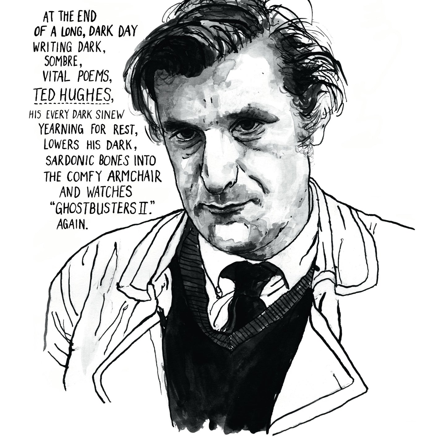 Ted Hughes Portrait Poster Print