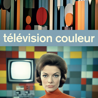 Vintage-style print celebrating the introduction of colour television in France