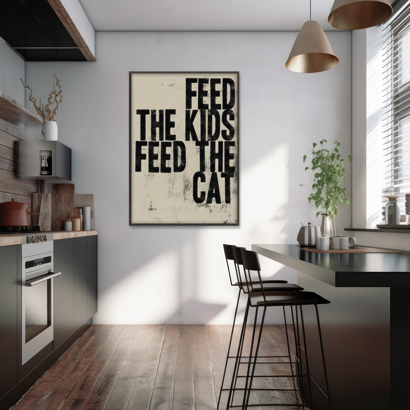 Feed The Kids Feed the Cat parenting and everyday family life art print
