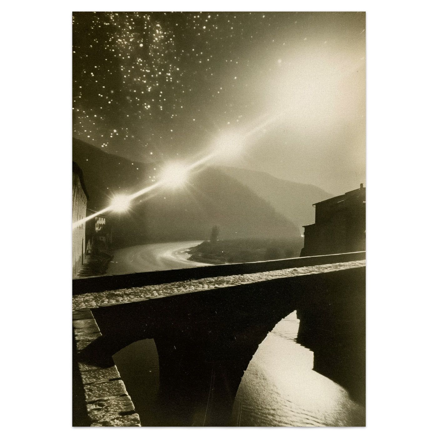 Moonlight and Starlight over an Italian Bridge - Italy At Night