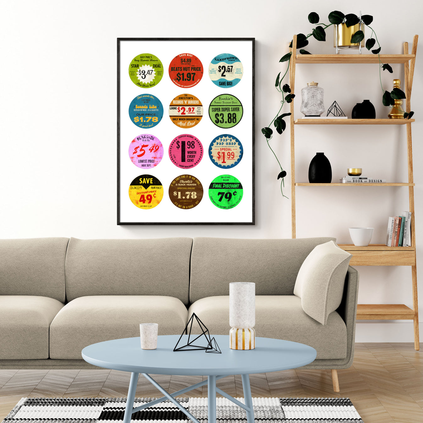 Album Cover Art Print: Collection of Record Store Price Tag Stickers ...
