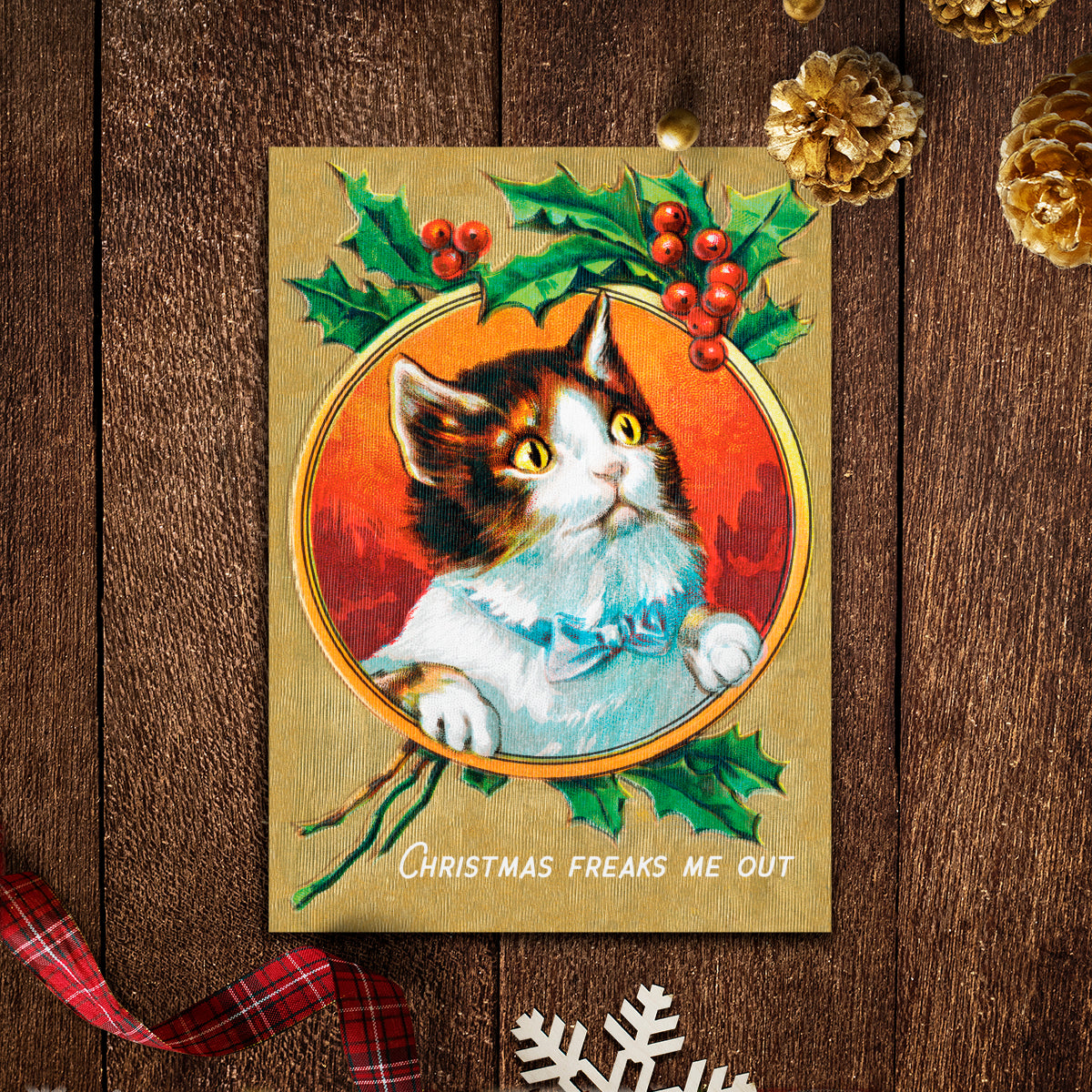 Funny Vintage Cat Christmas Cards