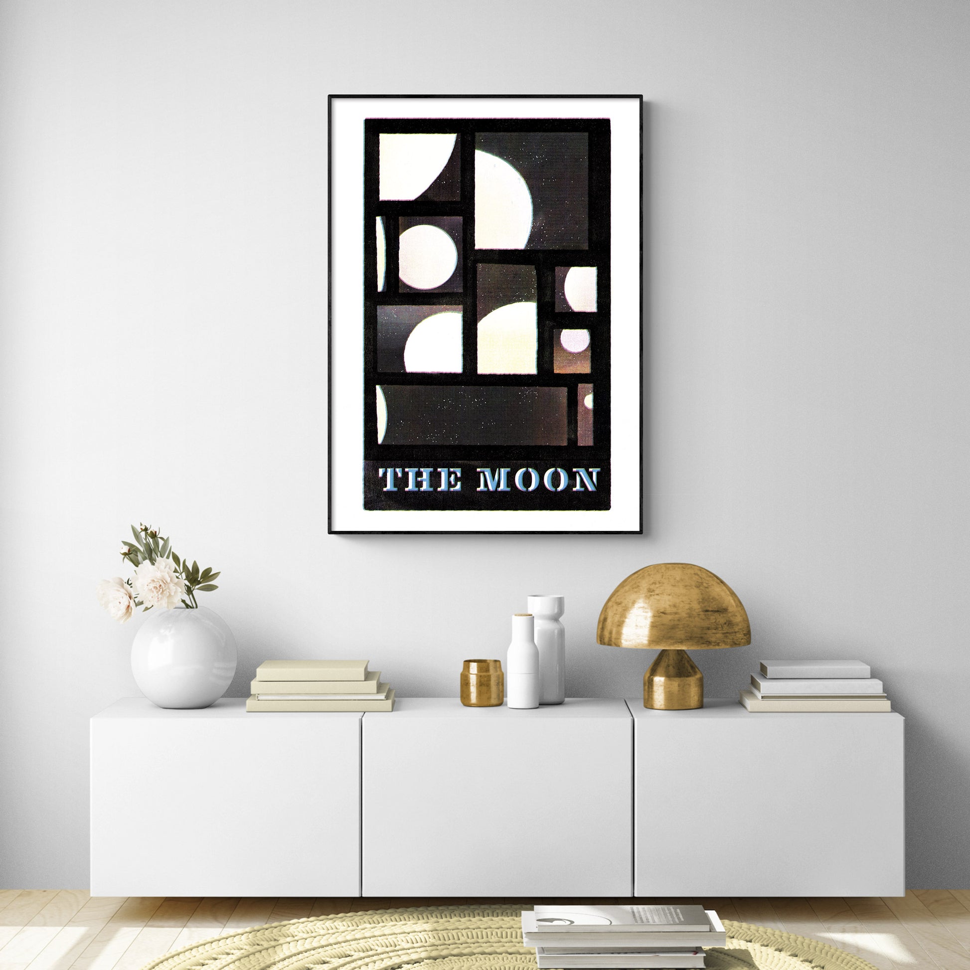 Moon Risograph Style Art Print