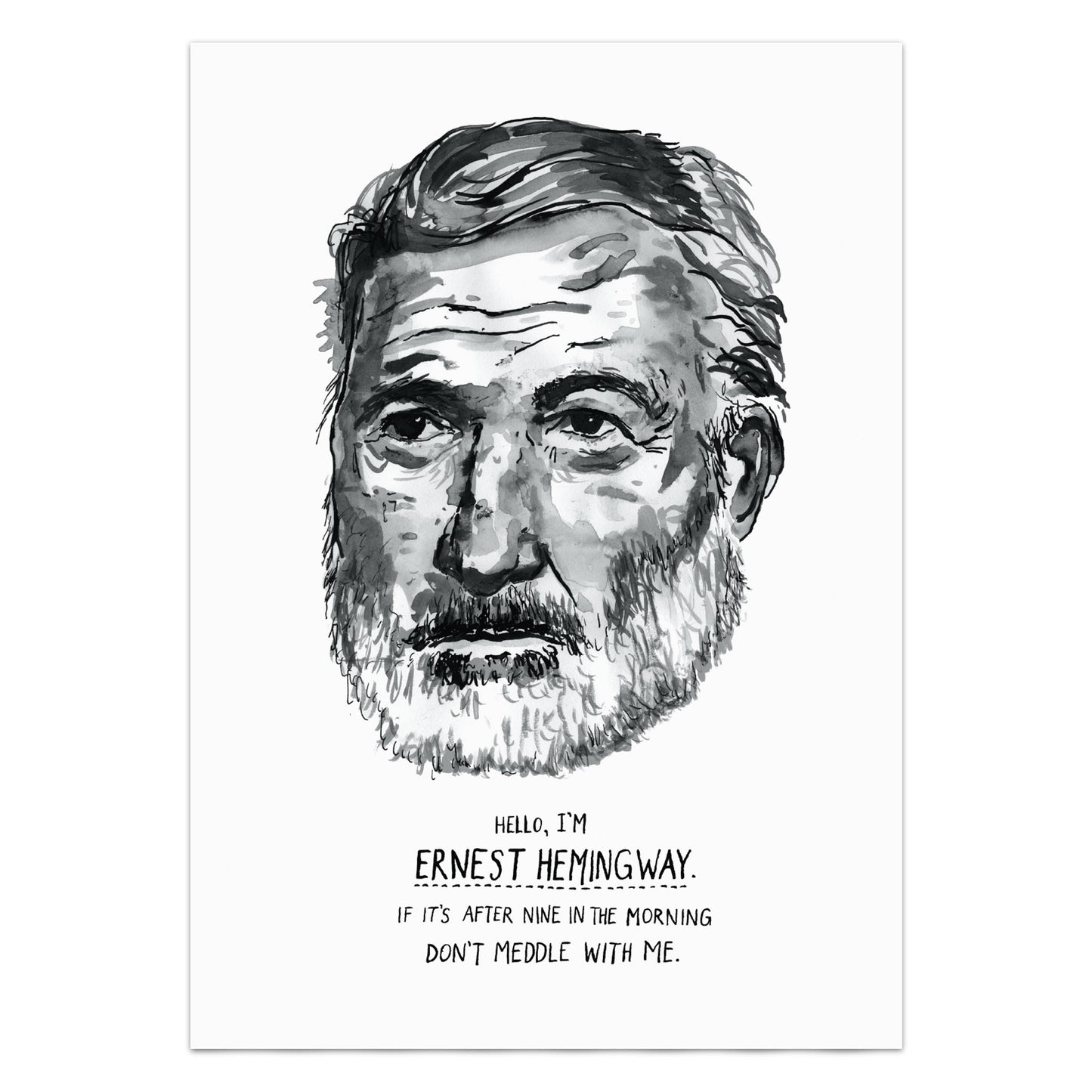 Ernest Hemingway Portrait Poster Print