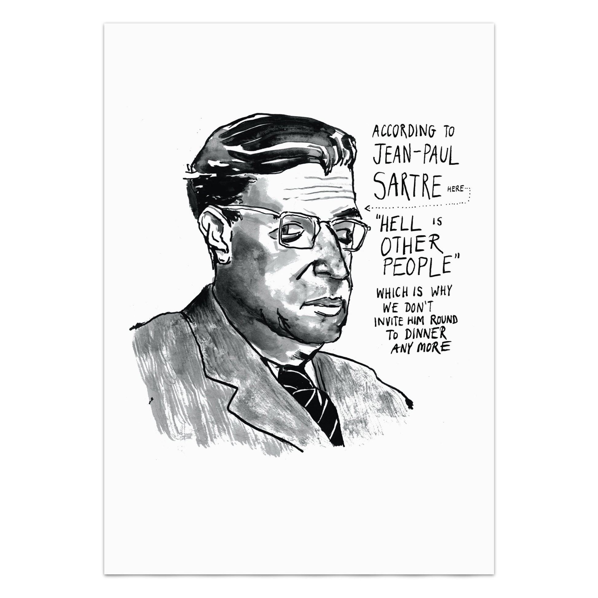 Jean-Paul Sartre Portrait Poster Print