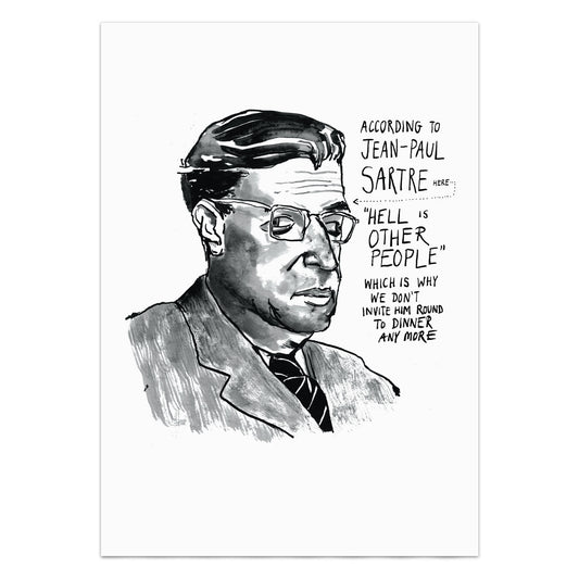 Jean-Paul Sartre Portrait Poster Print