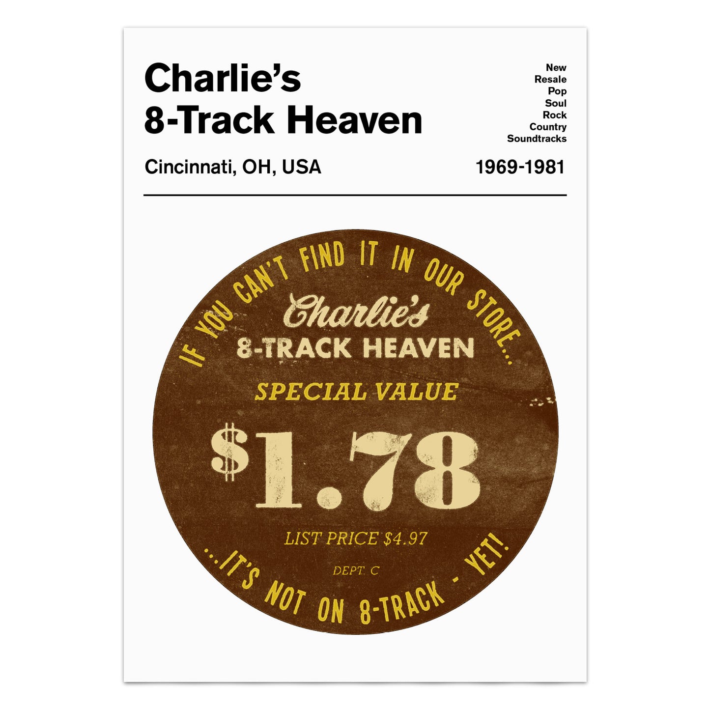8 track heaven Record Cover Sticker Art Print