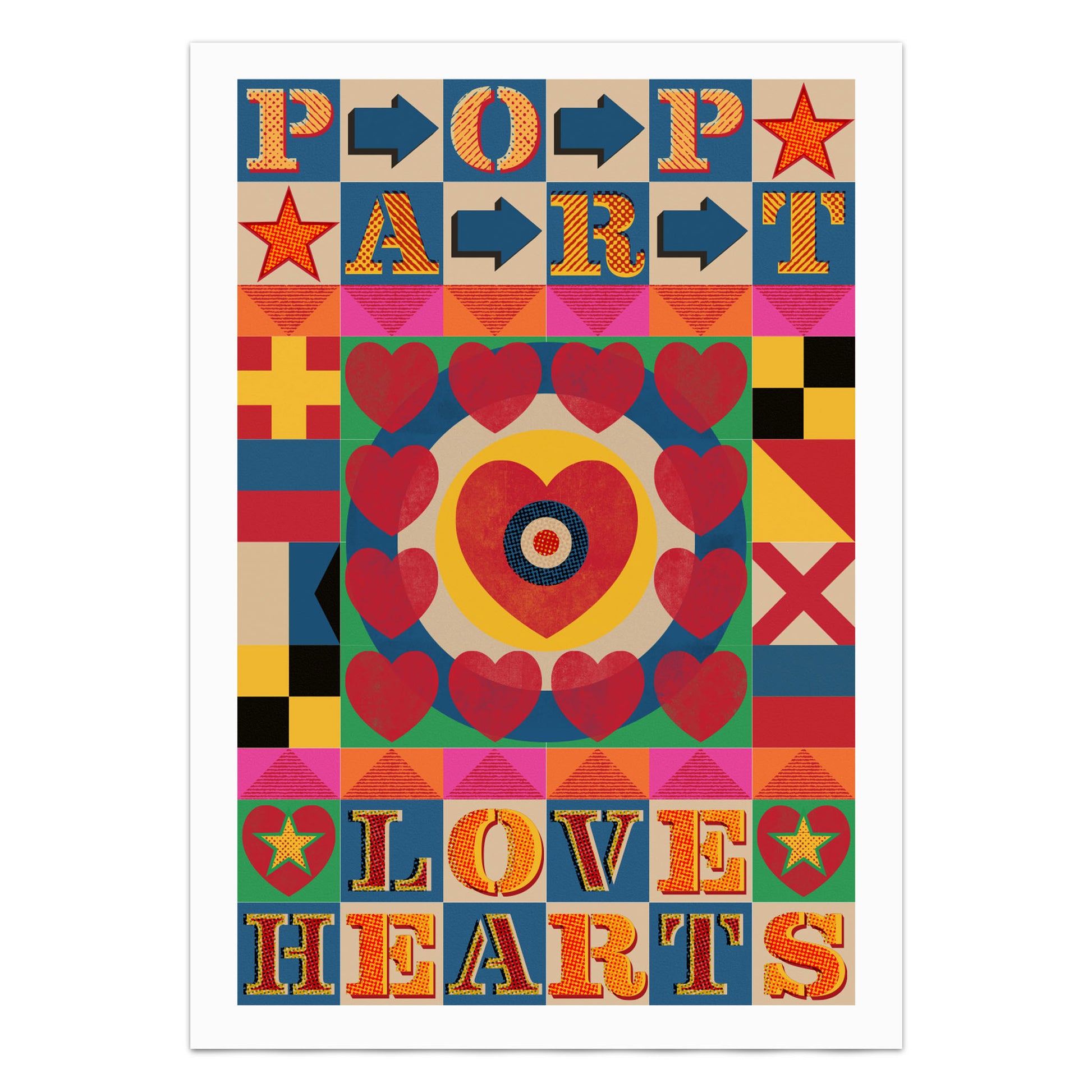 Pop Art Love Hearts Print