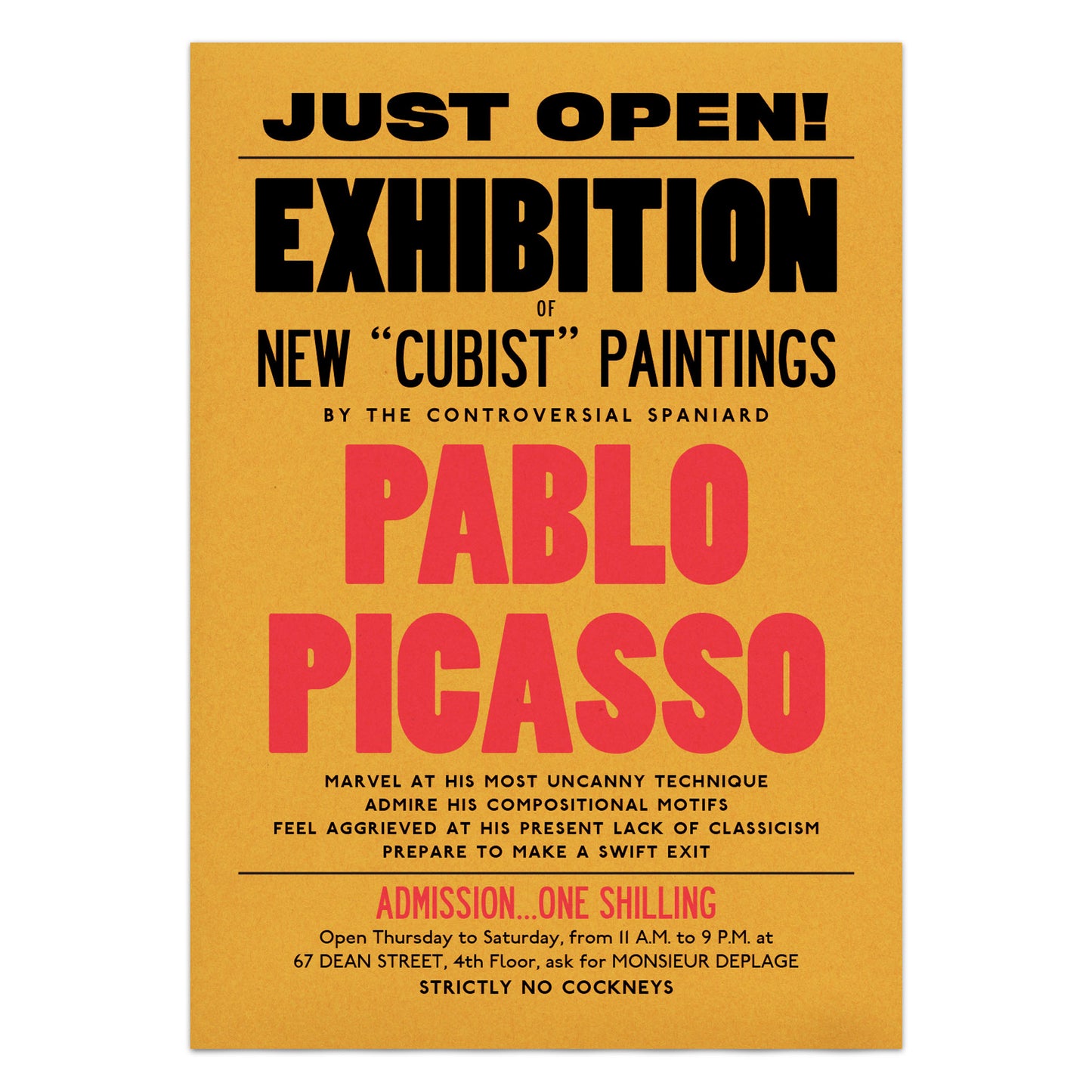 Pablo Picasso Exhibition Announcement Poster Print
