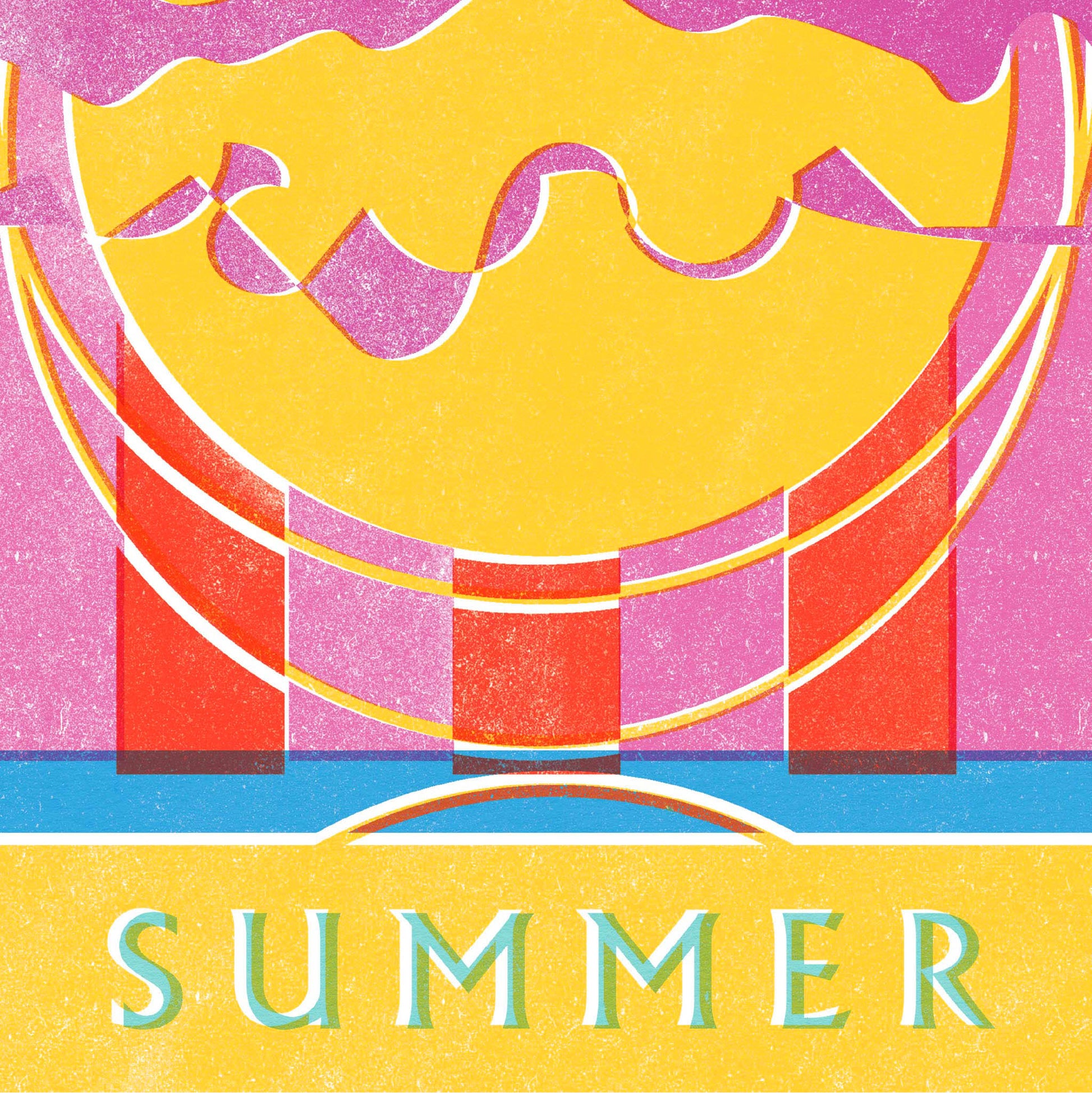 Summer Risograph Style Art Print